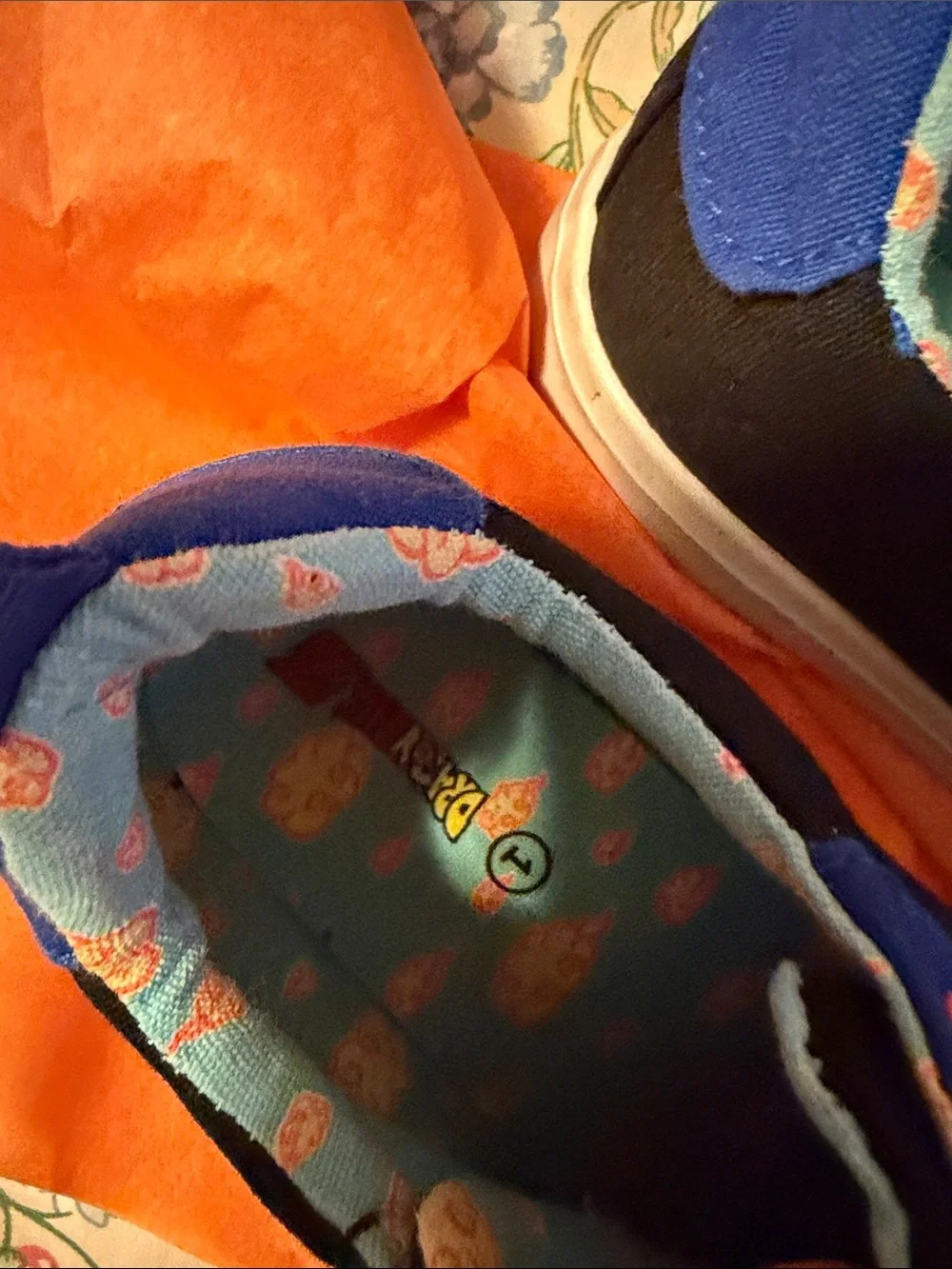 Kids Black & Blue Canvas Sneakers with Orange Accents